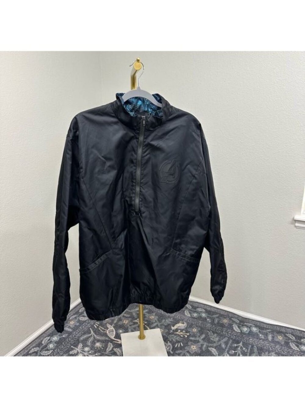 Marvel Avengers Logo Windbreaker Half Zip Light Weight Jacket Coat Mens Size XL